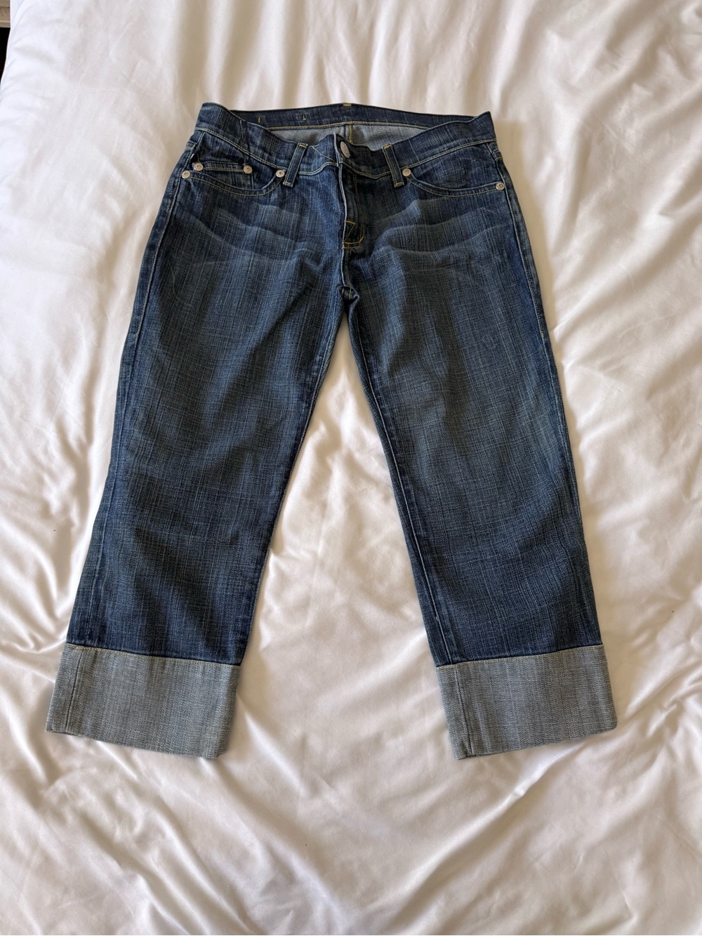 Rock & Republic Dark Blue Cuffed Cropped Jeans